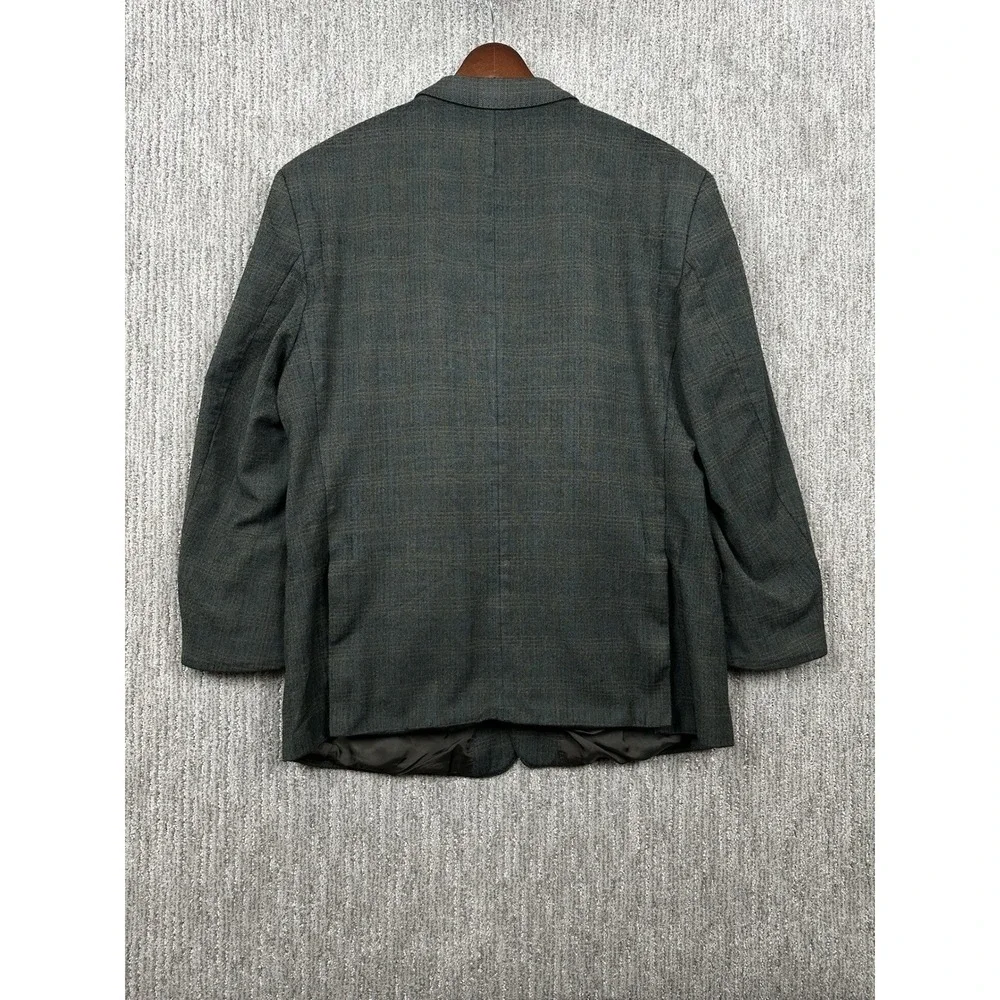Italian Wool Blazer 44R Fratelli Tallia Di Delfino Dark Green Houndstooth Plaid